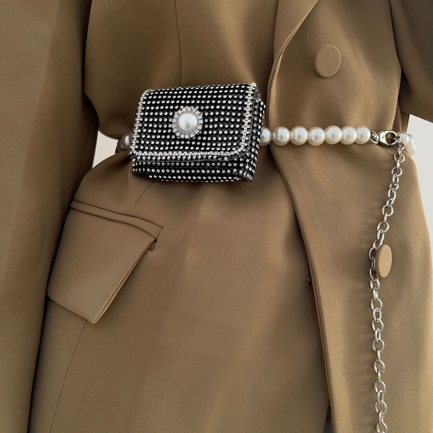 FashionGirl Cintura con strass e mini borsetta perlata
